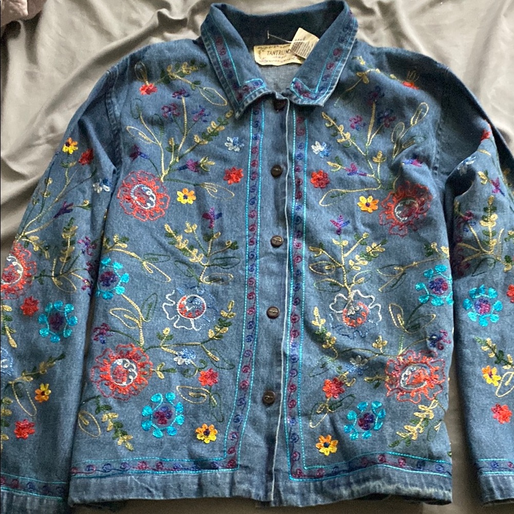 Tantrums Blue Embroidered Jean Jacket